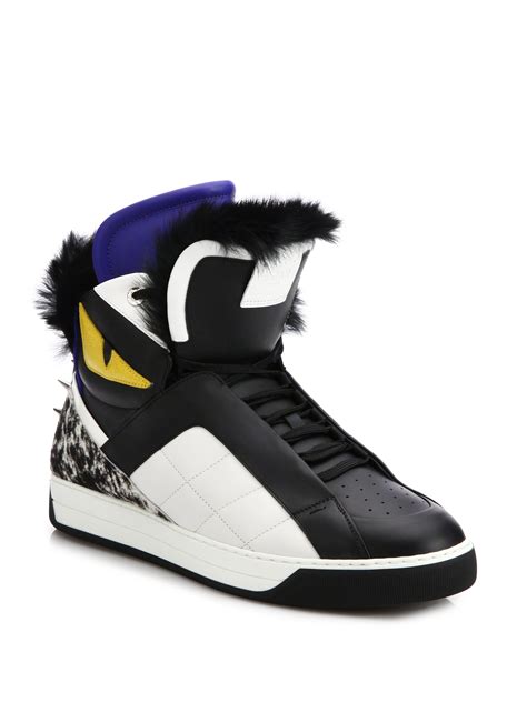 fendi monster mohawk fur trimmed shoes|Fendi Monster Leather Fur.